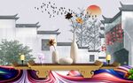  中式背景墙 