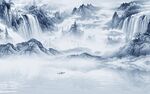 背景墙中式现代墙画 TiF分层