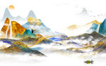 高大上新品山水墙画 TiF分层