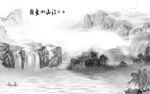 电视墙画灰色山水 TiF分层
