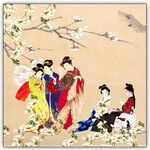 玉兰花仕女图