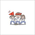 高清手绘卡通学生运动会班服图案