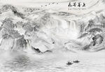 大理石纹山水 