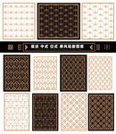 中式日式屏风隔断施工雕刻矢量