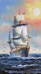 帆船油画