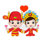 卡通新郎新娘比心版