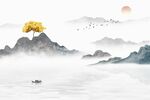 新中式山水形象墙