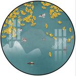 圆形水墨山水画