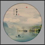 圆形山水画