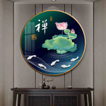 禅意荷花中式圆形装饰画
