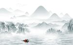 中式电视背景山水 tif分层
