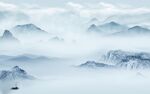 蓝色背景墙新山水 Tif分层