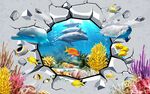 海底世界3D海底生物背景墙