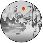 禅意竹子水墨山水