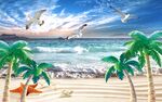 海浪沙滩背景墙