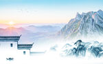 简约 中式电视山水 Tif分层