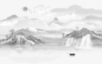中国风山水灰色墙画 TIf分层