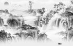 高清 灰色新山水画 TIf分层