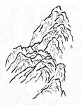 手绘国画山石山水素材