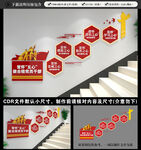 五心党员党建楼梯文化墙