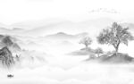 中国风灰色人气山水 TIf分层