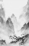 大幅新中式山水渐变激光镂空
