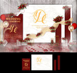 红色 大理石婚礼背景