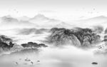 简约灰色客厅山水 Tif分层