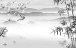 竹子现代灰色山水 Tif分层