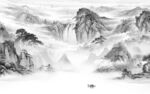 国画现代灰色山水 Tif分层