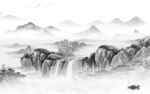 高清 现代灰色山水 Tif分层
