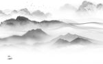 新品山水灰色墙画 Tif分层