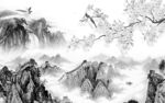 人气山水灰色墙画 Tif分层