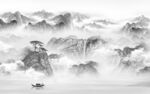 新中式灰色背景山水 tif分层