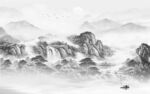爆款 灰色背景山水 tif分层