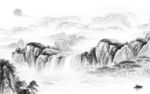 背景墙灰色现代山水 Tif分层