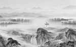 高清 灰色现代山水 Tif分层