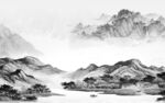 最新灰色中式山水 tiF分层
