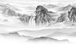 高档 灰色中式山水 tiF分层