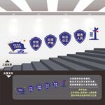 公安局派出所警营楼梯楼道文化墙