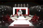 白红韩式婚礼舞台效果图
