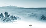 中式意境山水墙画 Tif分层