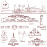 拉萨地标建筑线描