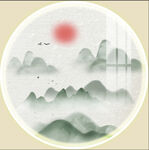 新中式山水大理石水墨装饰画