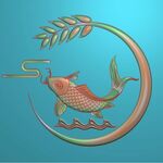 鲤鱼挂屏年年有余挂匾精雕图灰度