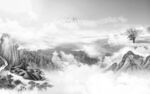 背景墙灰色山水墙画 TIf分层
