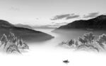 中国风灰色山水墙画 TIf分层