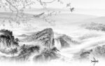 中式 灰色山水墙画 TIf分层