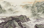 国画中国风山水画 Tif分层