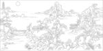 白描山水